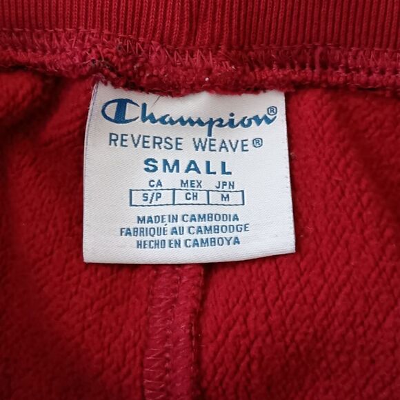 Champion Reverse Weave Joggers S All Over Print Spell Out Red Track Pants Pocket - Picture 16 of 16